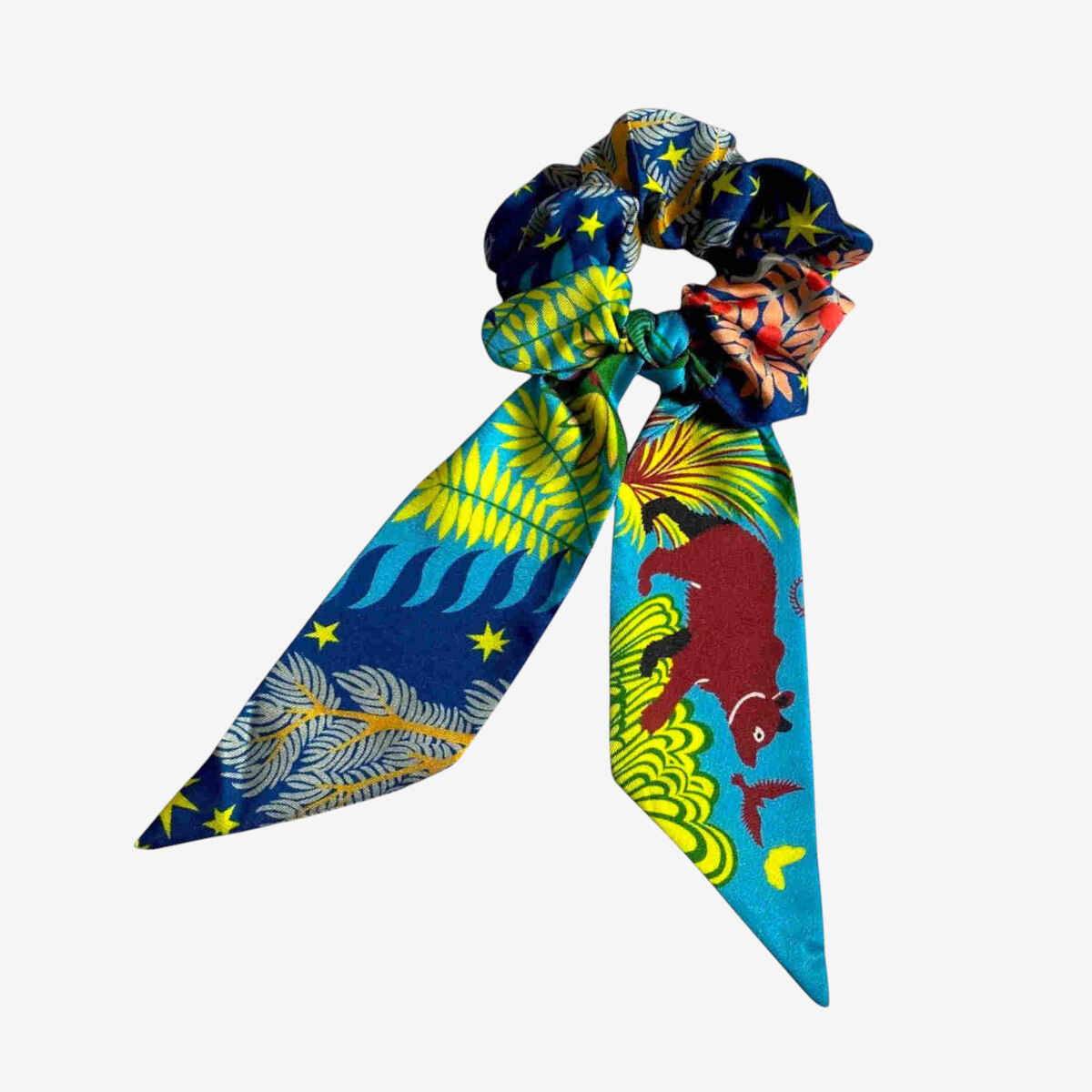 Chouchou foulard exotique bleu