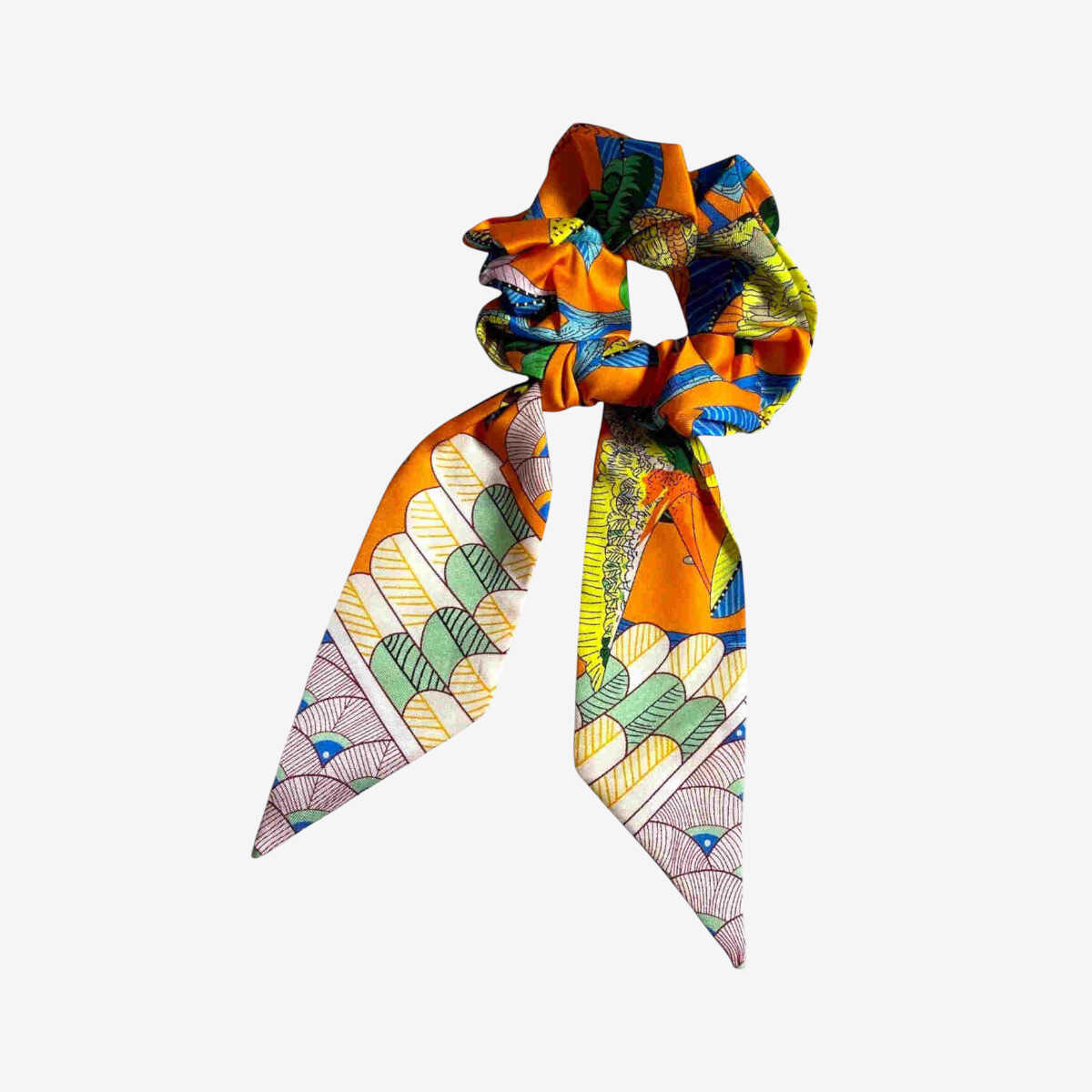 Chouchou foulard exotique orange