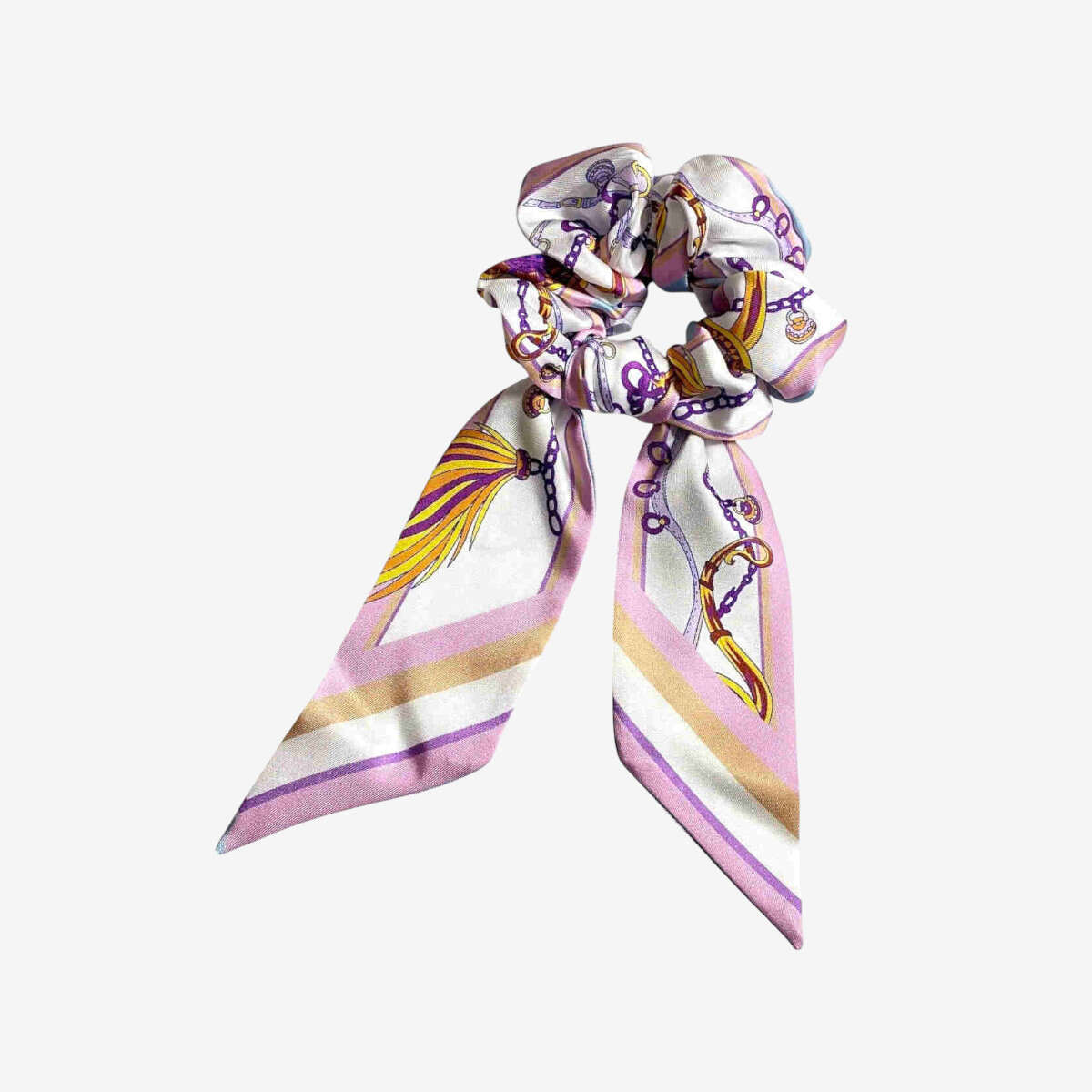 Chouchou foulard parme motif équestre