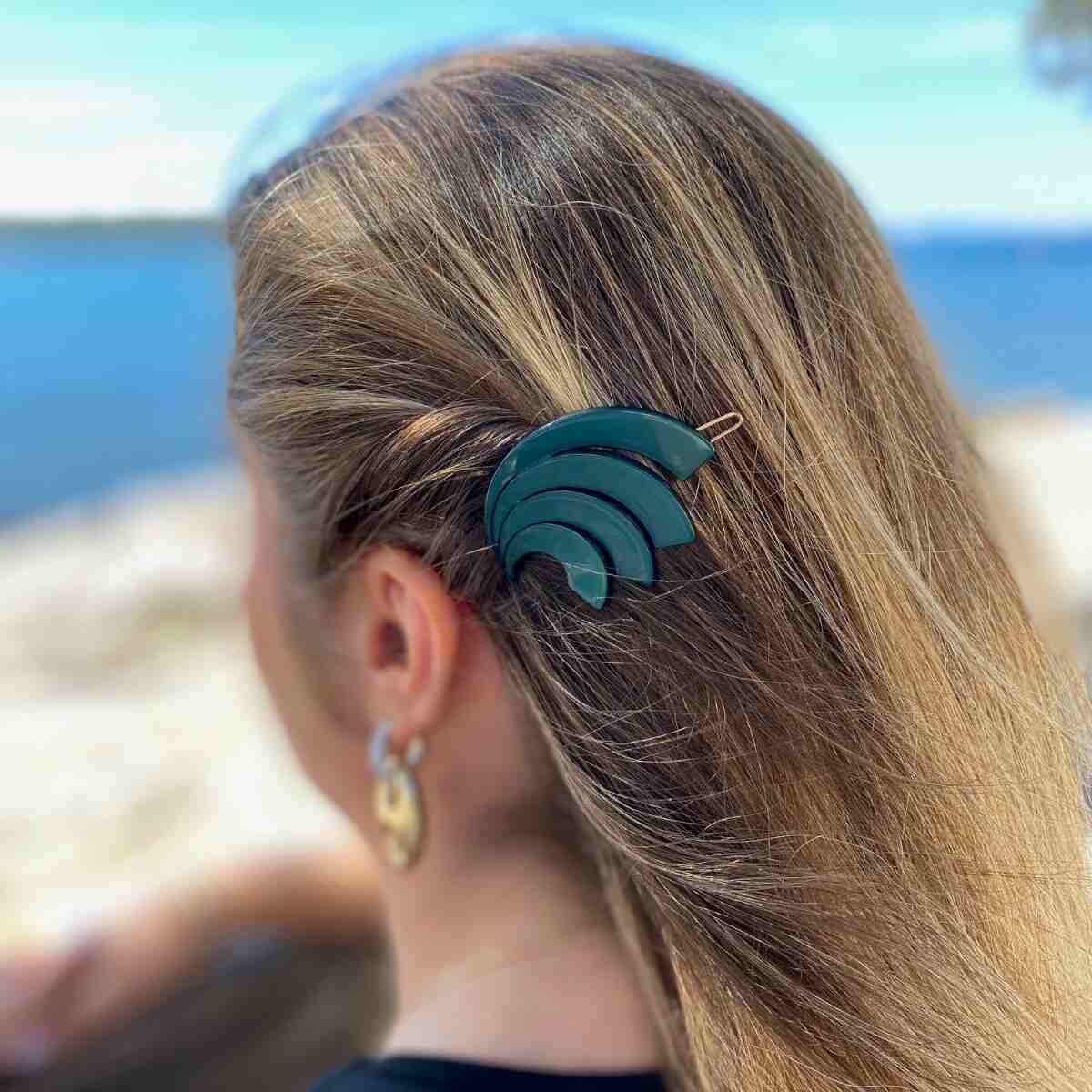 barrette cheveux coralie opale vert sapin 5