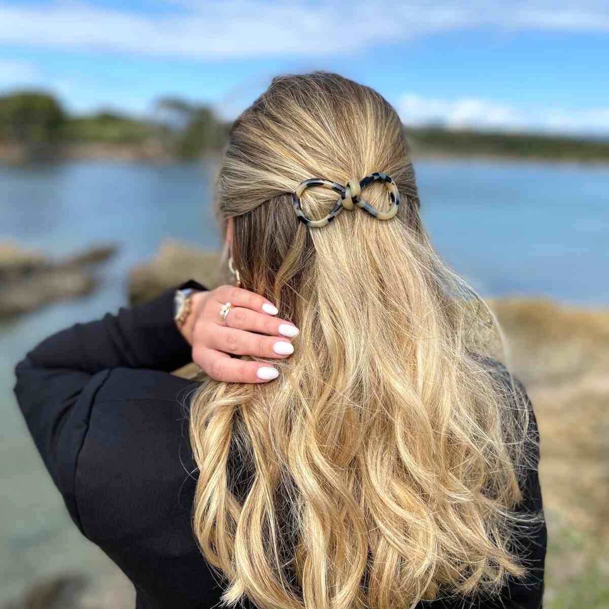 Barrette en bois écorce de bouleau - barrette cheveux en bois
