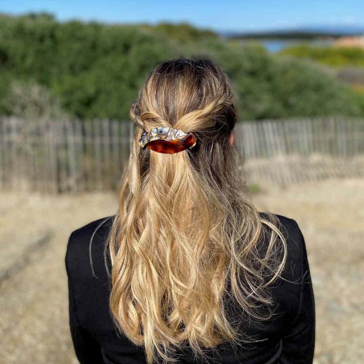 Barrette à cheveux Aurore Onyx et Vison