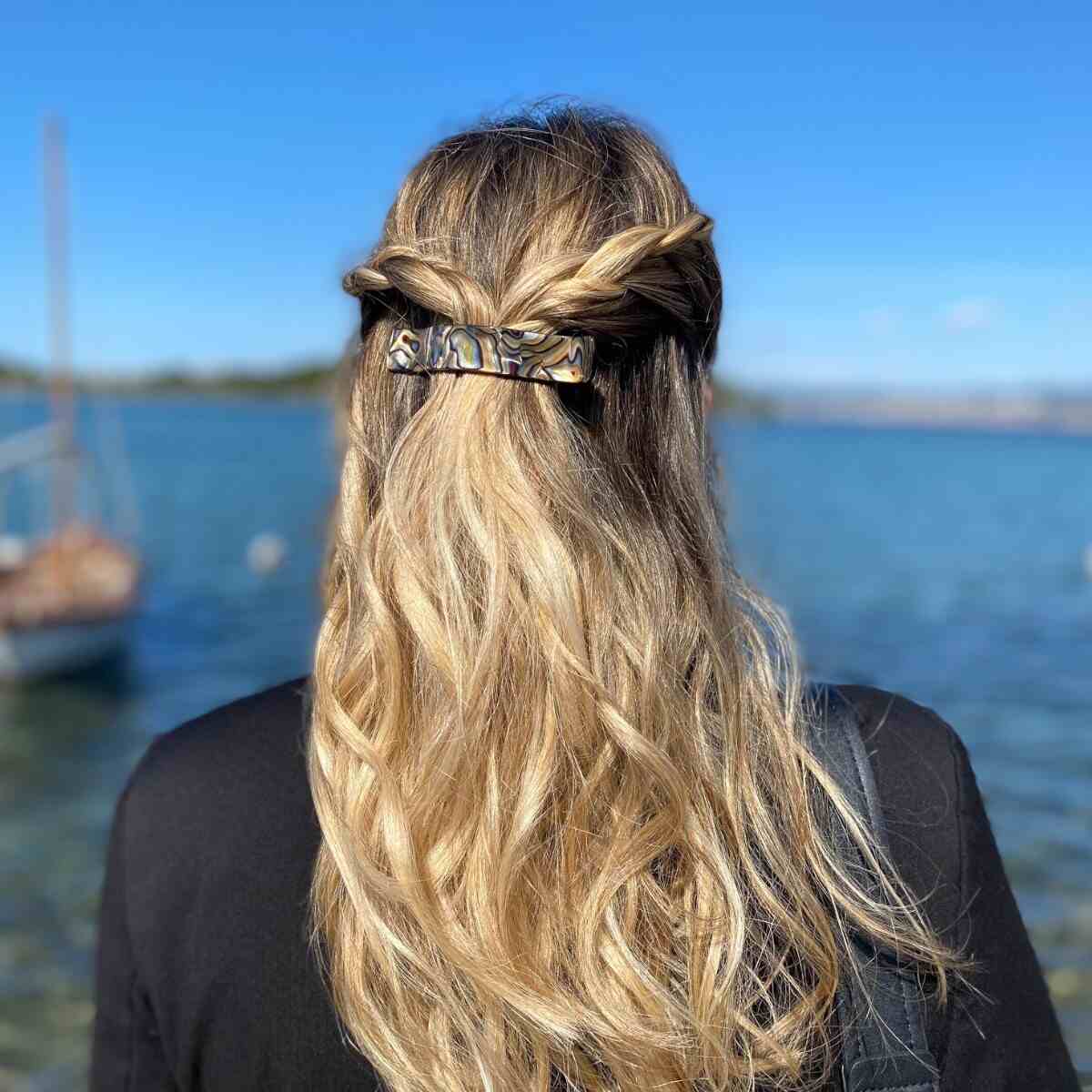 Grande Pince à cheveux pélican en acétate - Onyx