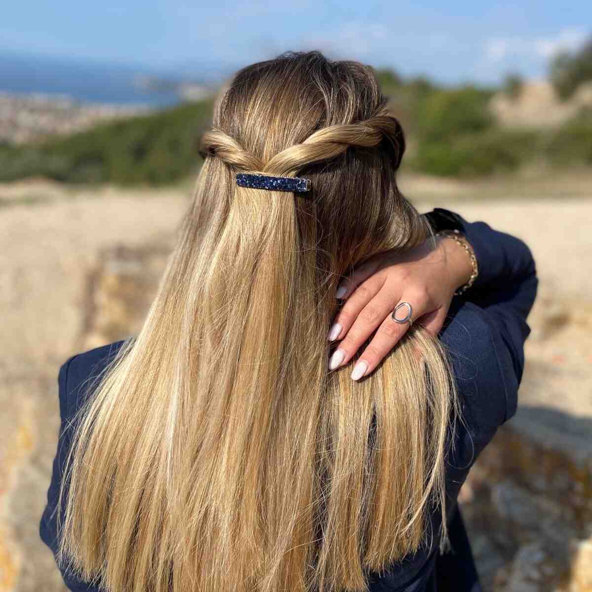barrette à cheveux flavie pailleté bleu