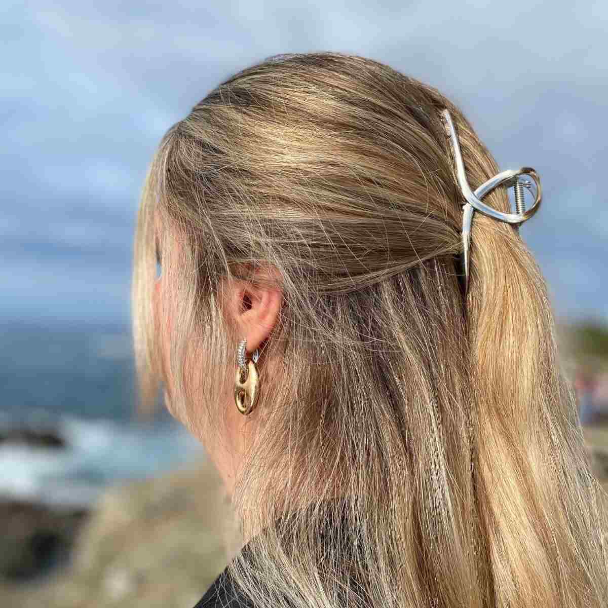 Pince à cheveux argentée 11 cm
