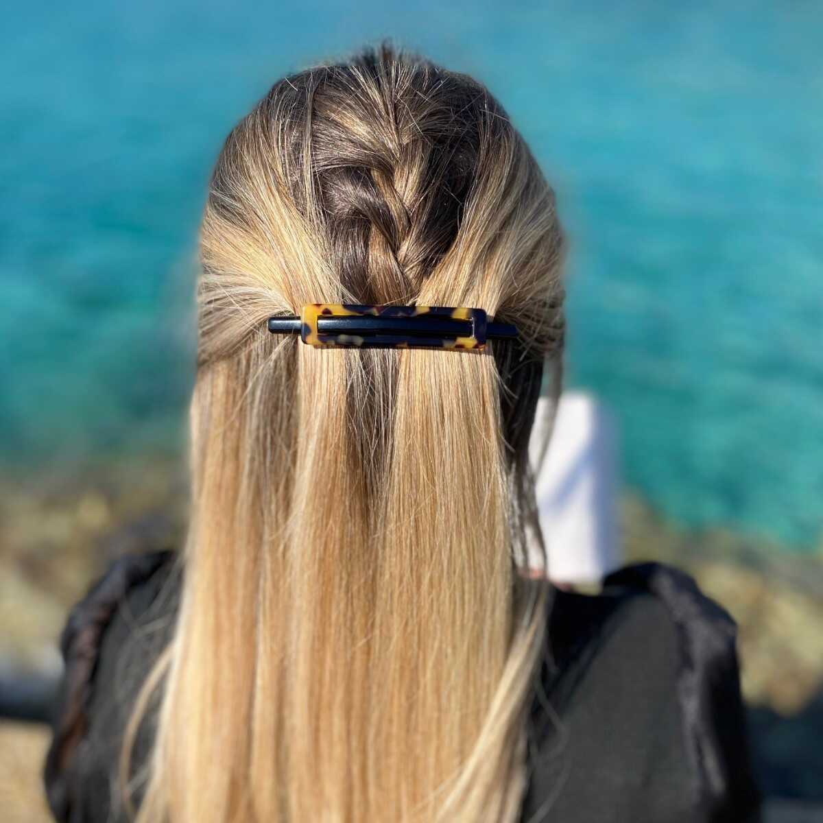 barrette à cheveux léonie rectangle écaille foncé 5