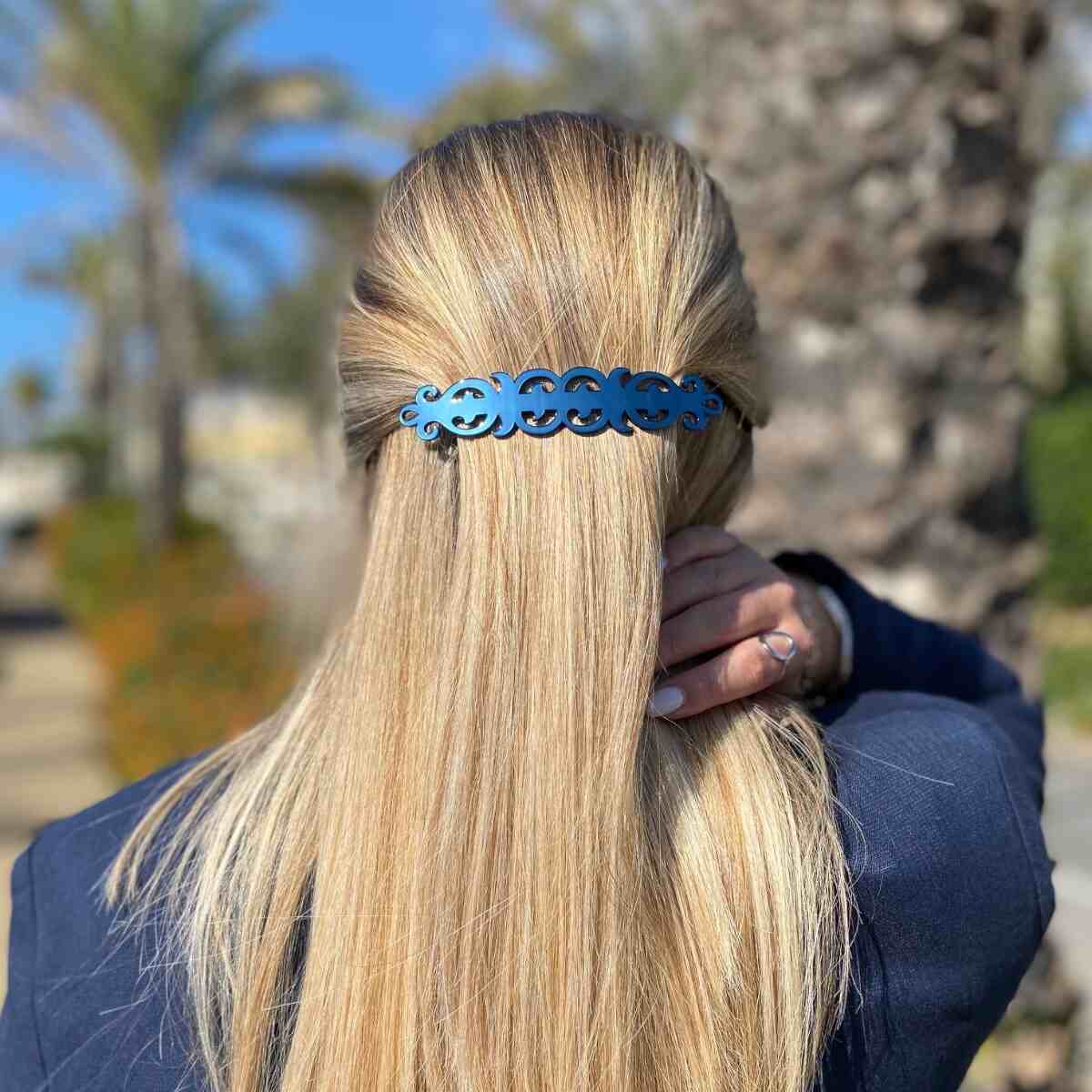 barrette à cheveux julie arabesques bleu 5