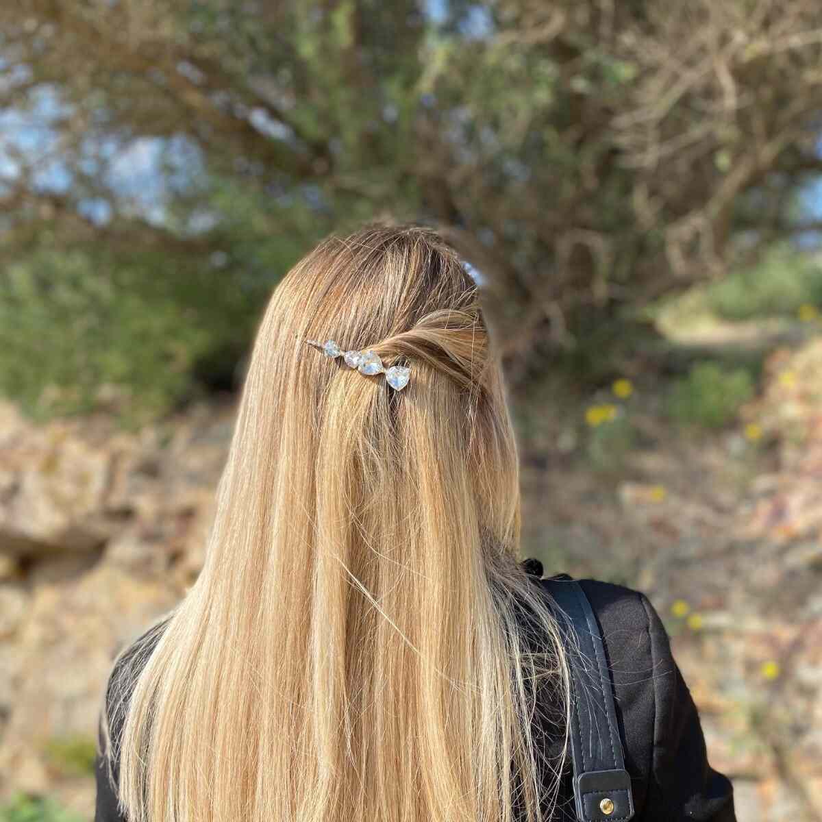 barrette à cheveux émilie noeuds strass blanc 2