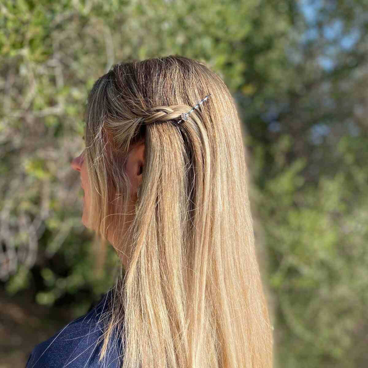 barrette à cheveux coulissante capucine strass argent 2