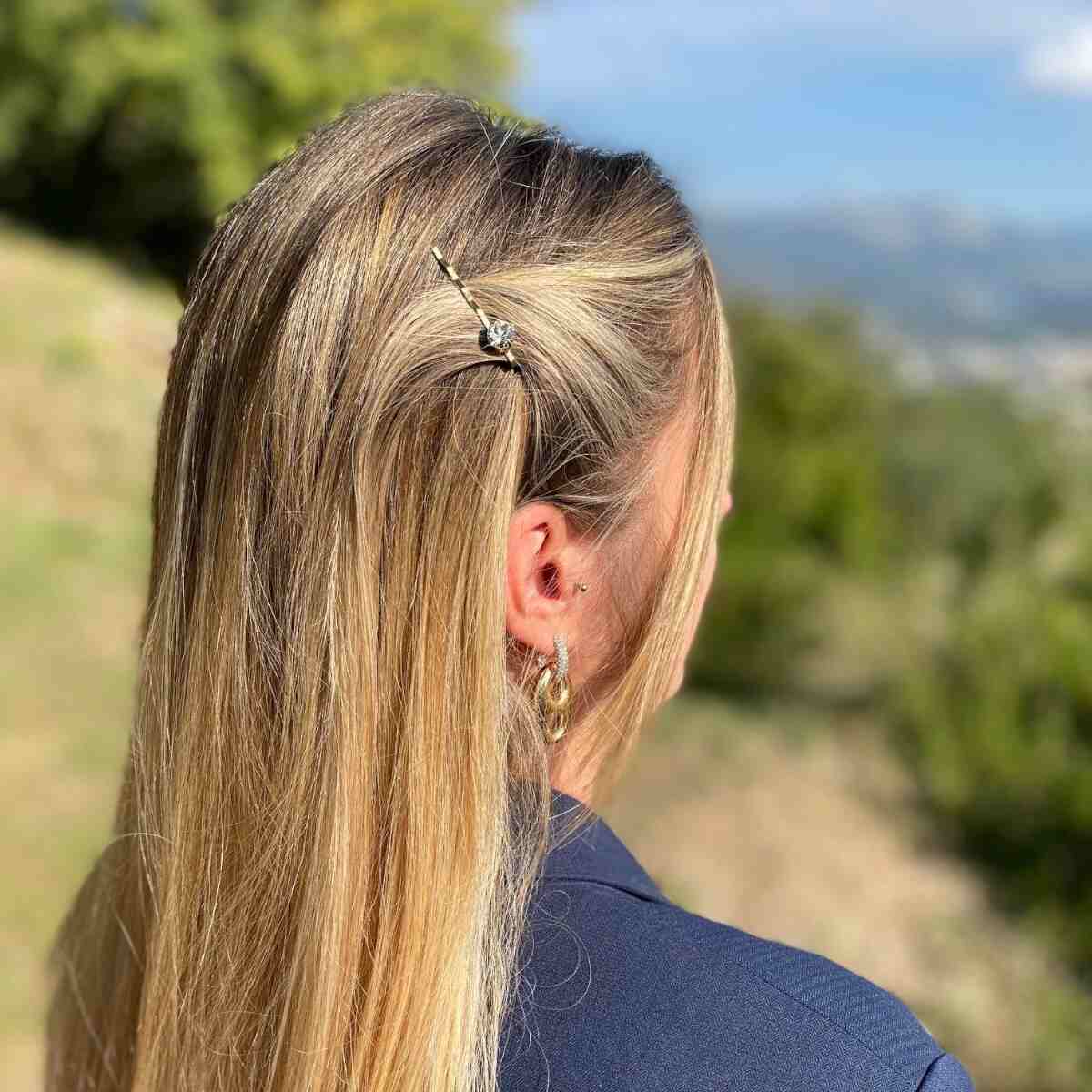 barrette à cheveux coulissante capucine strass or 3