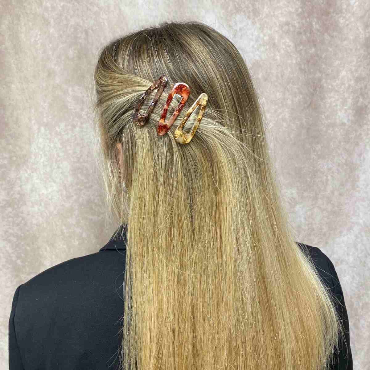 2 Barrettes à cheveux clic-clac marbrées 5,5 cm