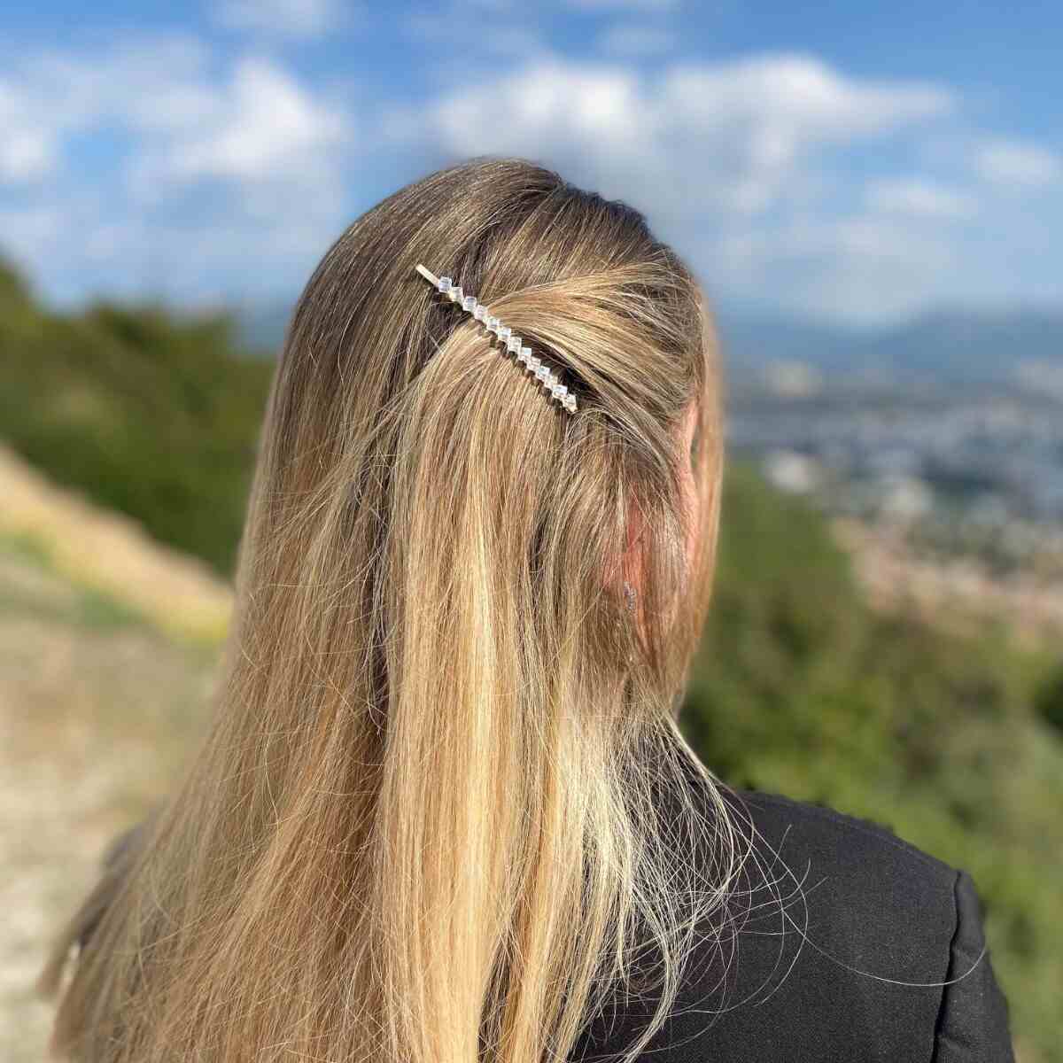 barrette à cheveux romane doré cristaux blanc 2