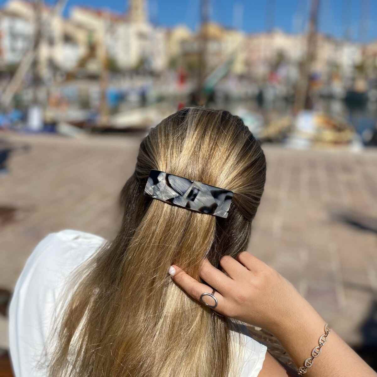 barrette à cheveux hortance collection corne argenté 2
