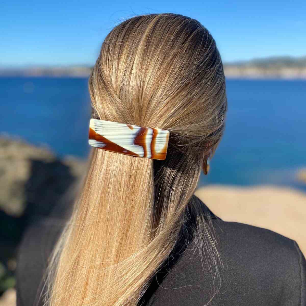 barrette à cheveux hortance collection classique corne marron 2