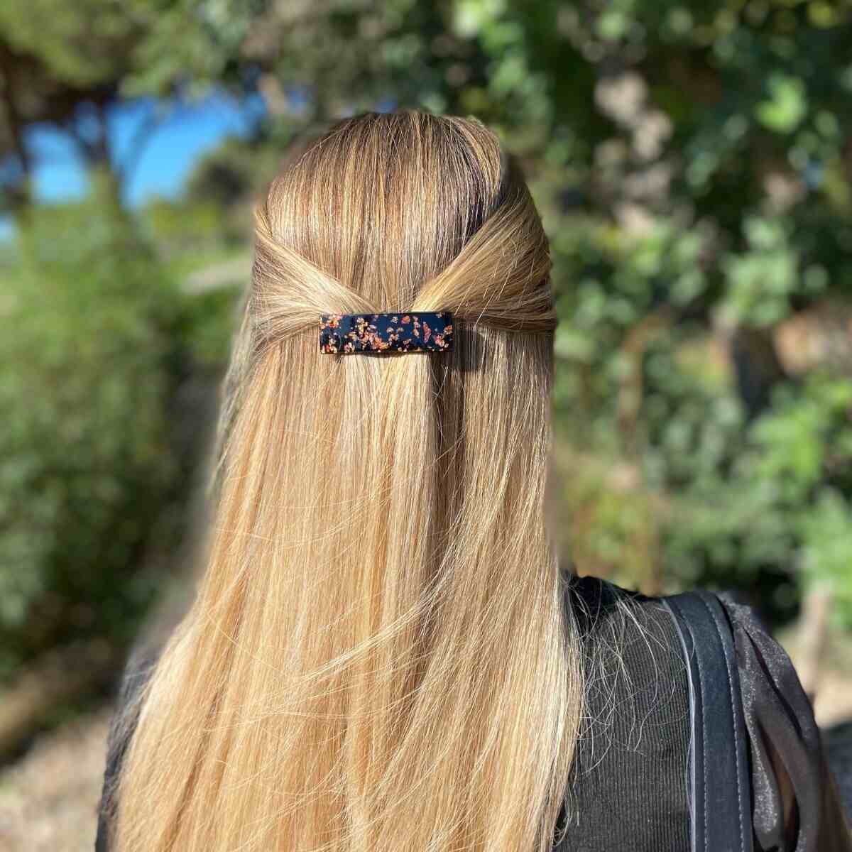 Barrette à cheveux Anne Noire Pailletée