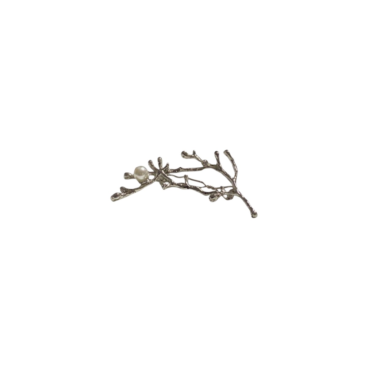 barrette à cheveux océane branche argenté et perle blanche-Photoroom