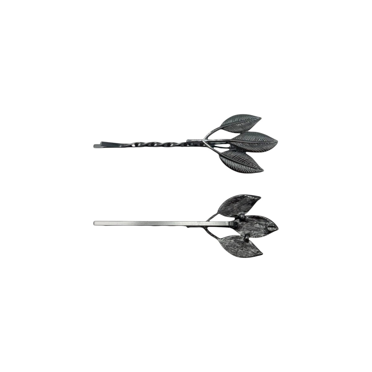 barrette à cheveux coulissante romy trois petites feuilles argenté 2-Photoroom