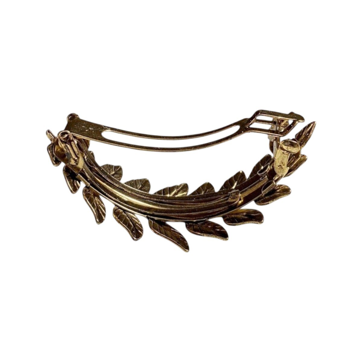 barrette à cheveux bombée roseline feuilles doré 3
