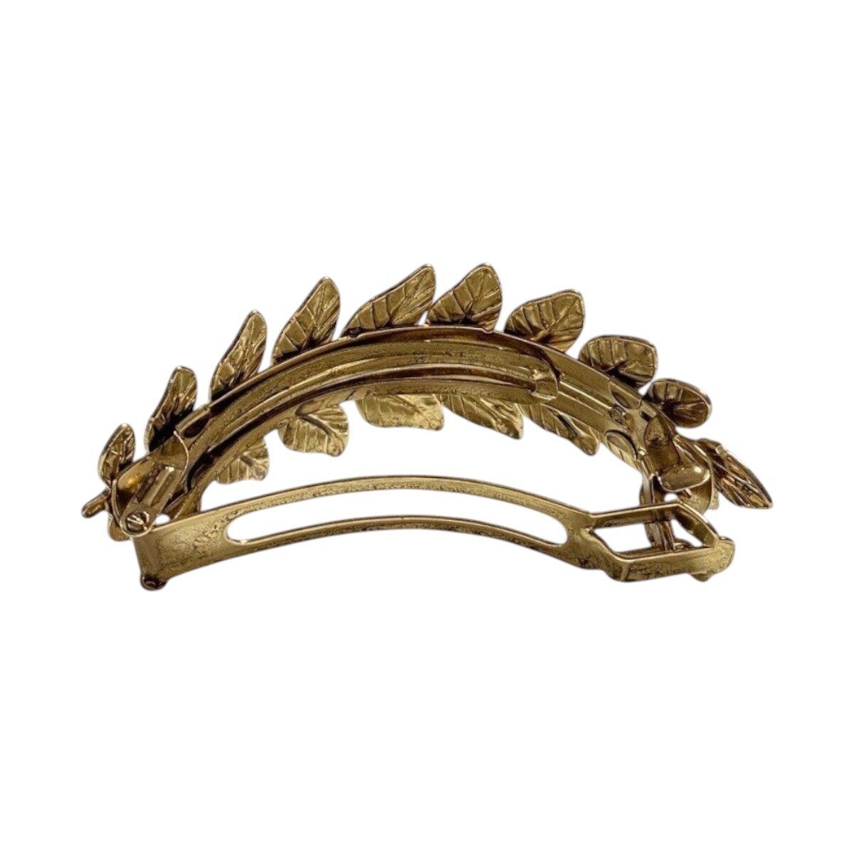 barrette à cheveux bombée roseline feuilles doré 2