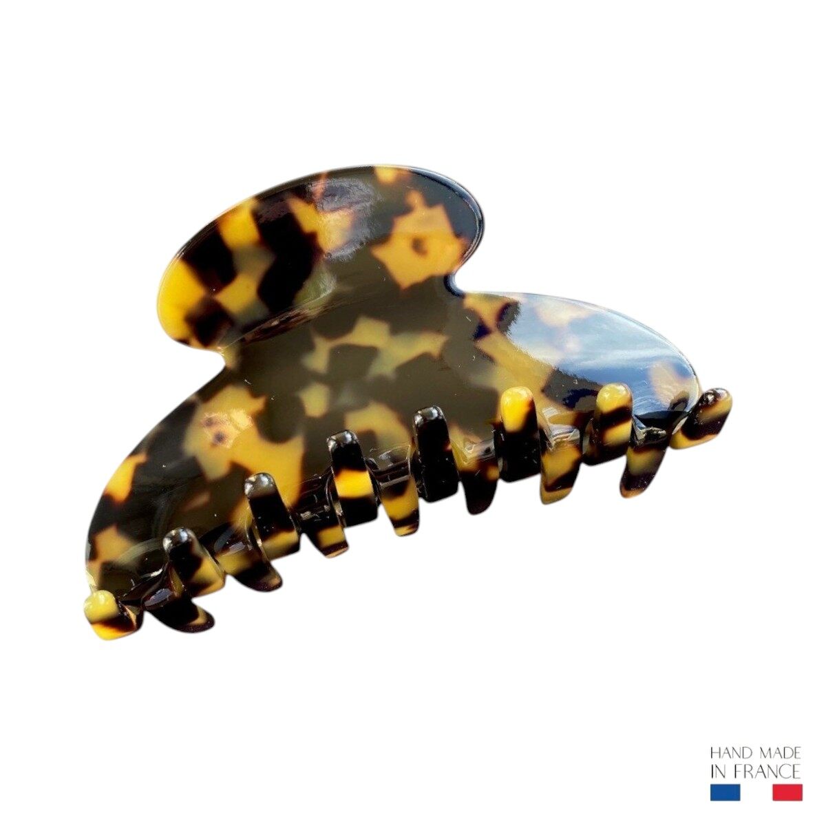 grande pince à cheveux 9 cm écaille foncé