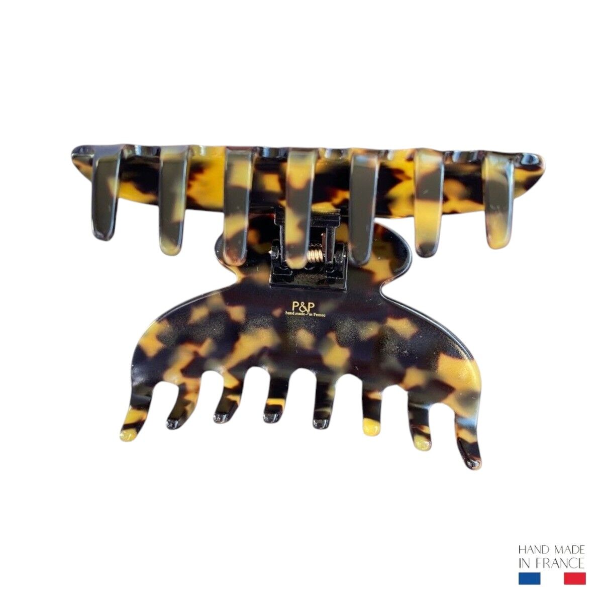 grande pince à cheveux 9 cm écaille foncé 2