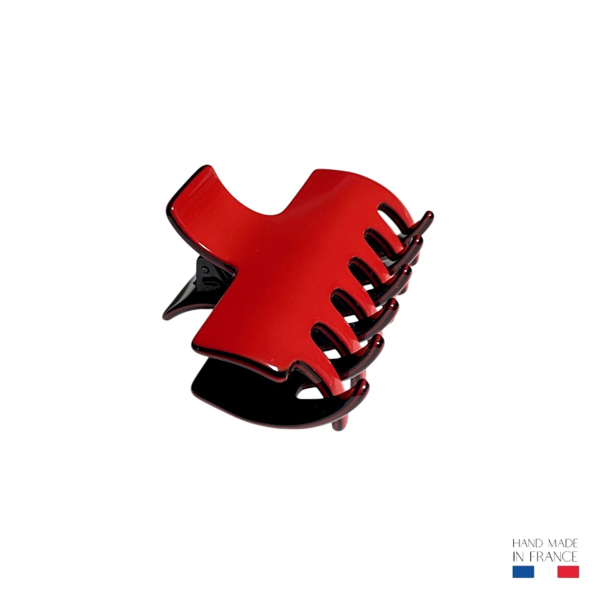 Pince à cheveux Rouge et Noire 6 cm
