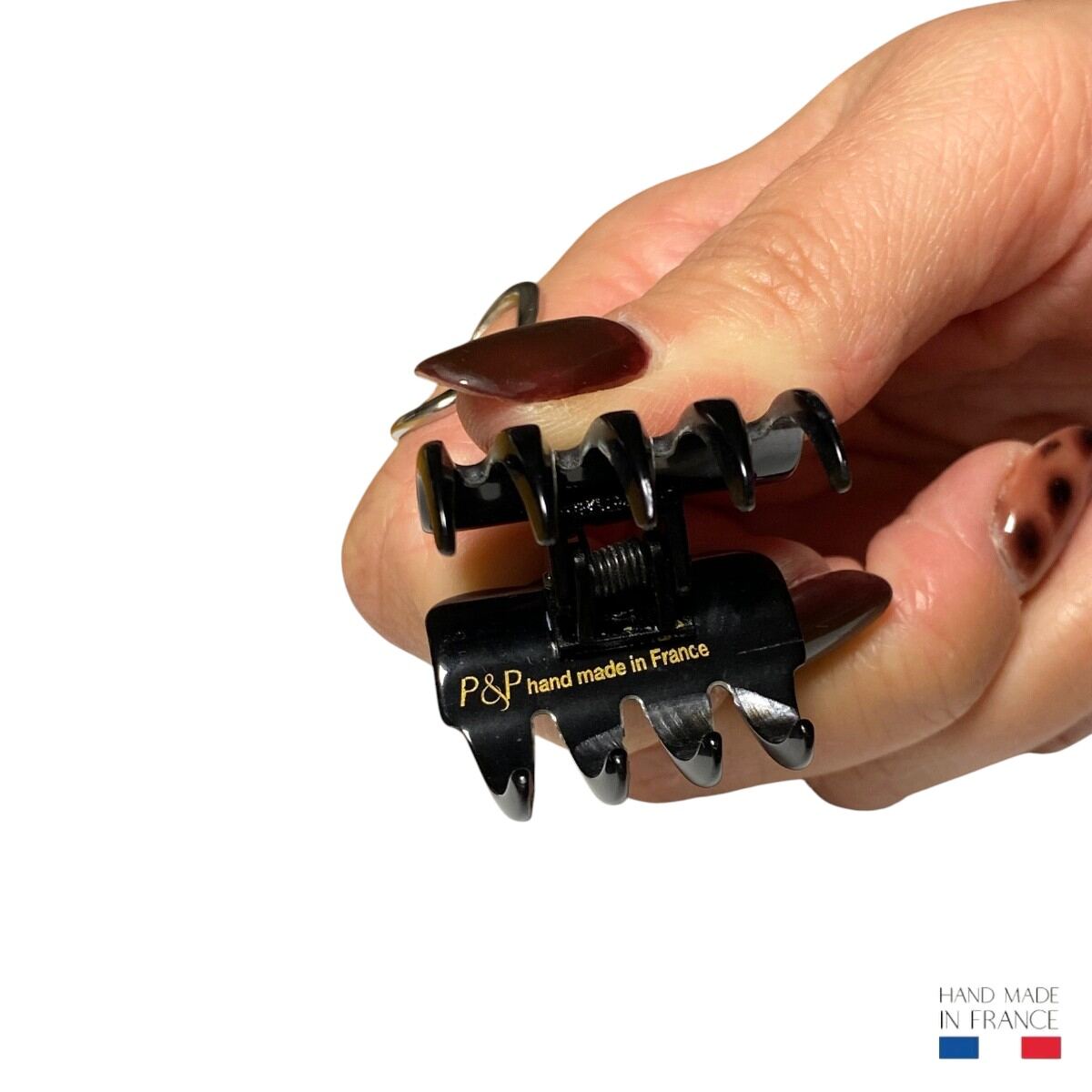mini pince à cheveux noir nacré 2,5 cm 4