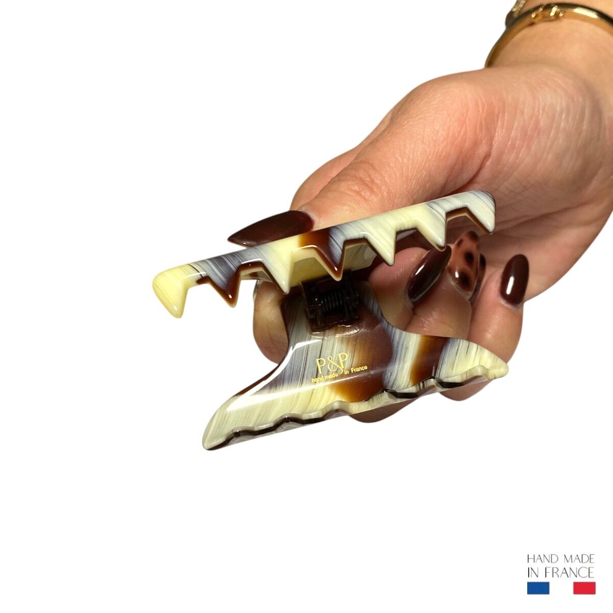 pince à cheveux corne marron 6,5 cm 5