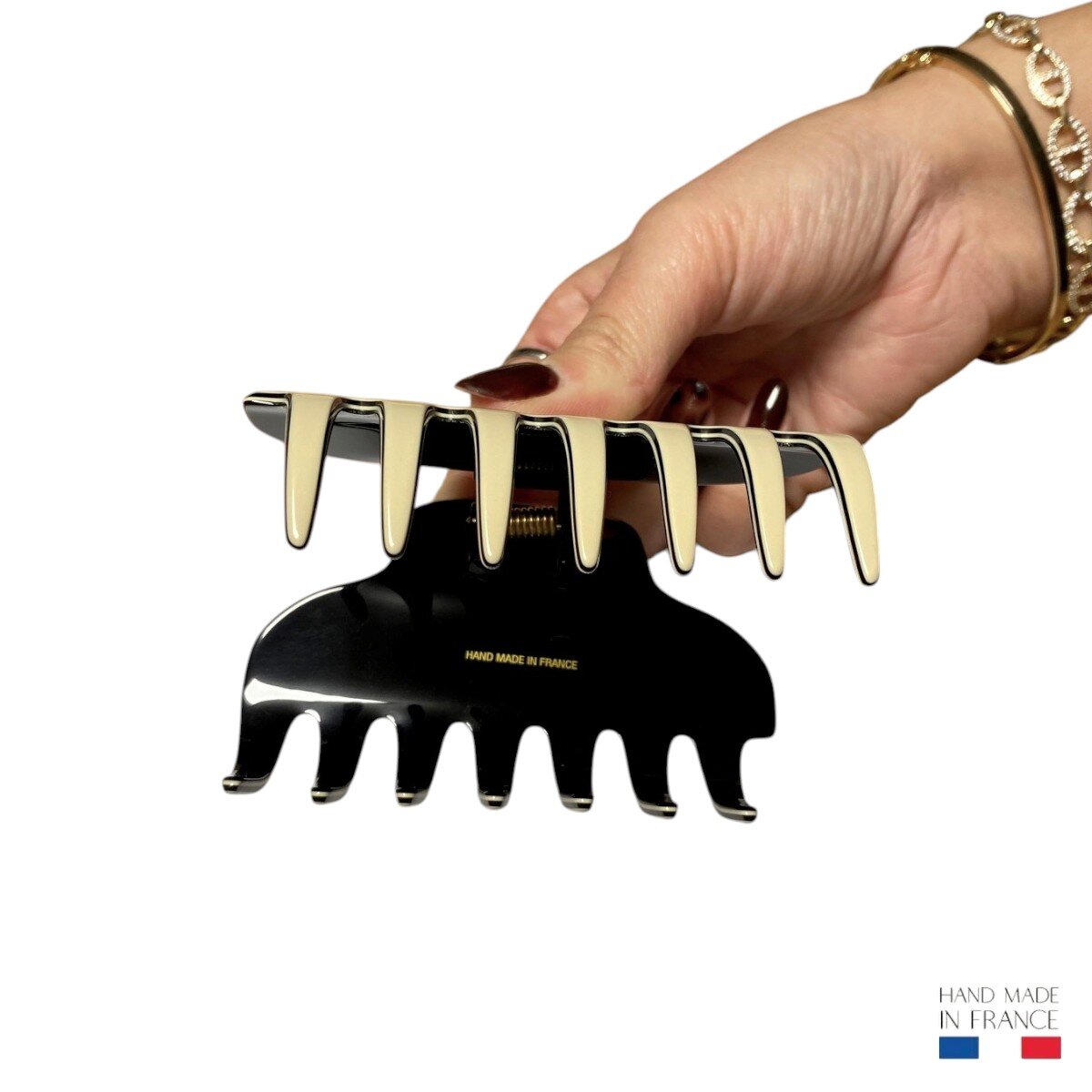 pince à cheveux crème et noir 8,5 cm 4