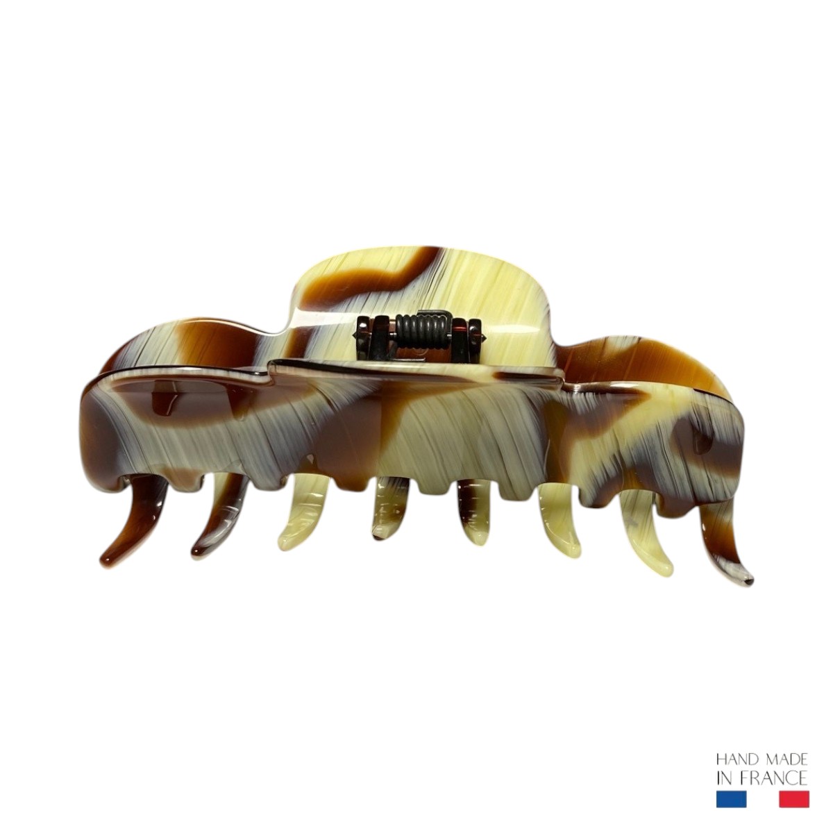 grande pince à cheveux corne marron 11 cm 2-Photoroom