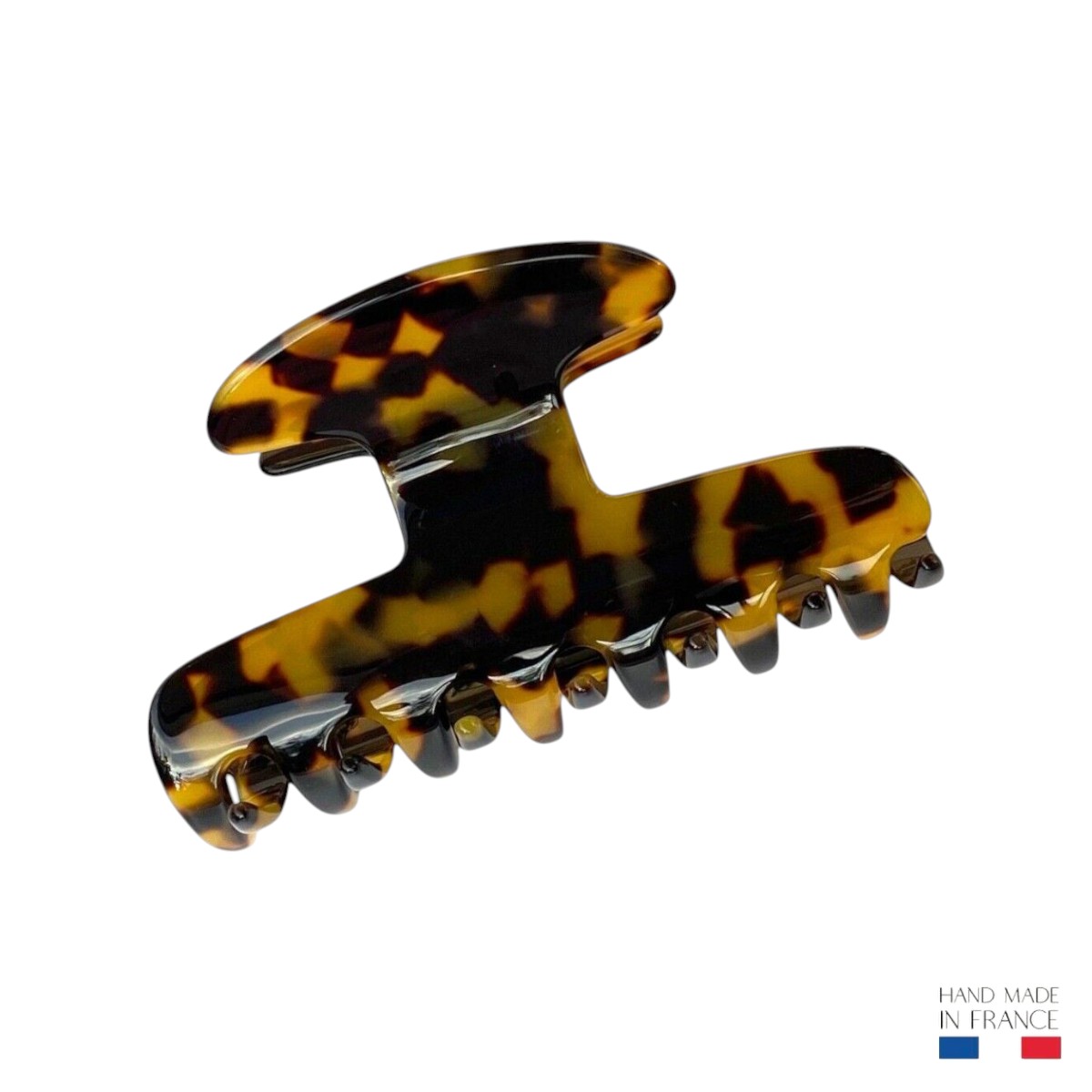 Grande pince à cheveux écaille foncée 9 cm