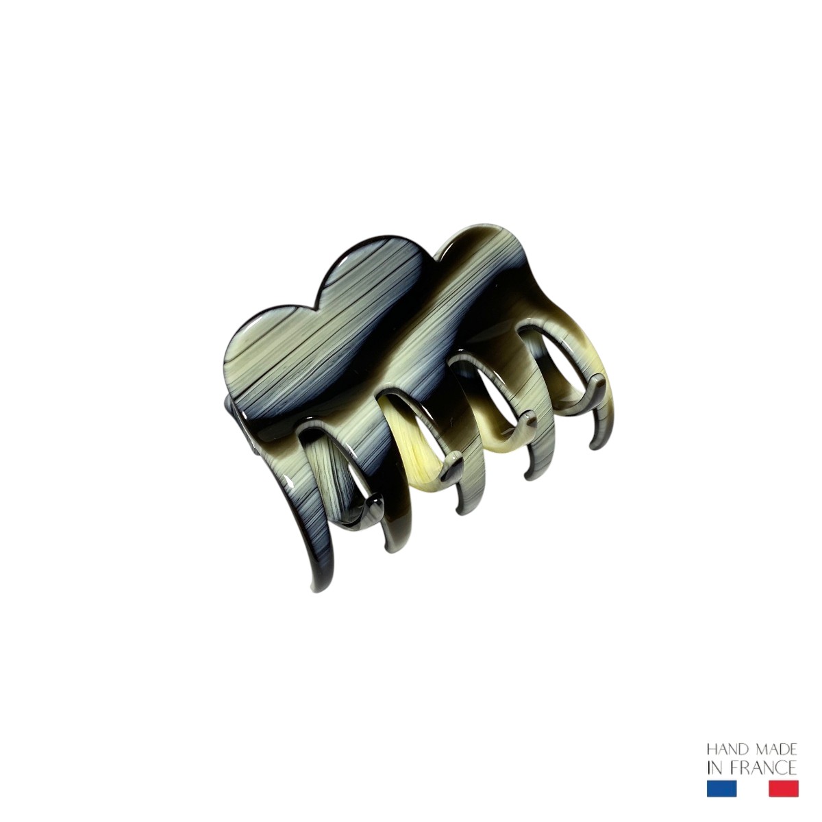 Grande Pince à cheveux Corne Noire 6,5 cm