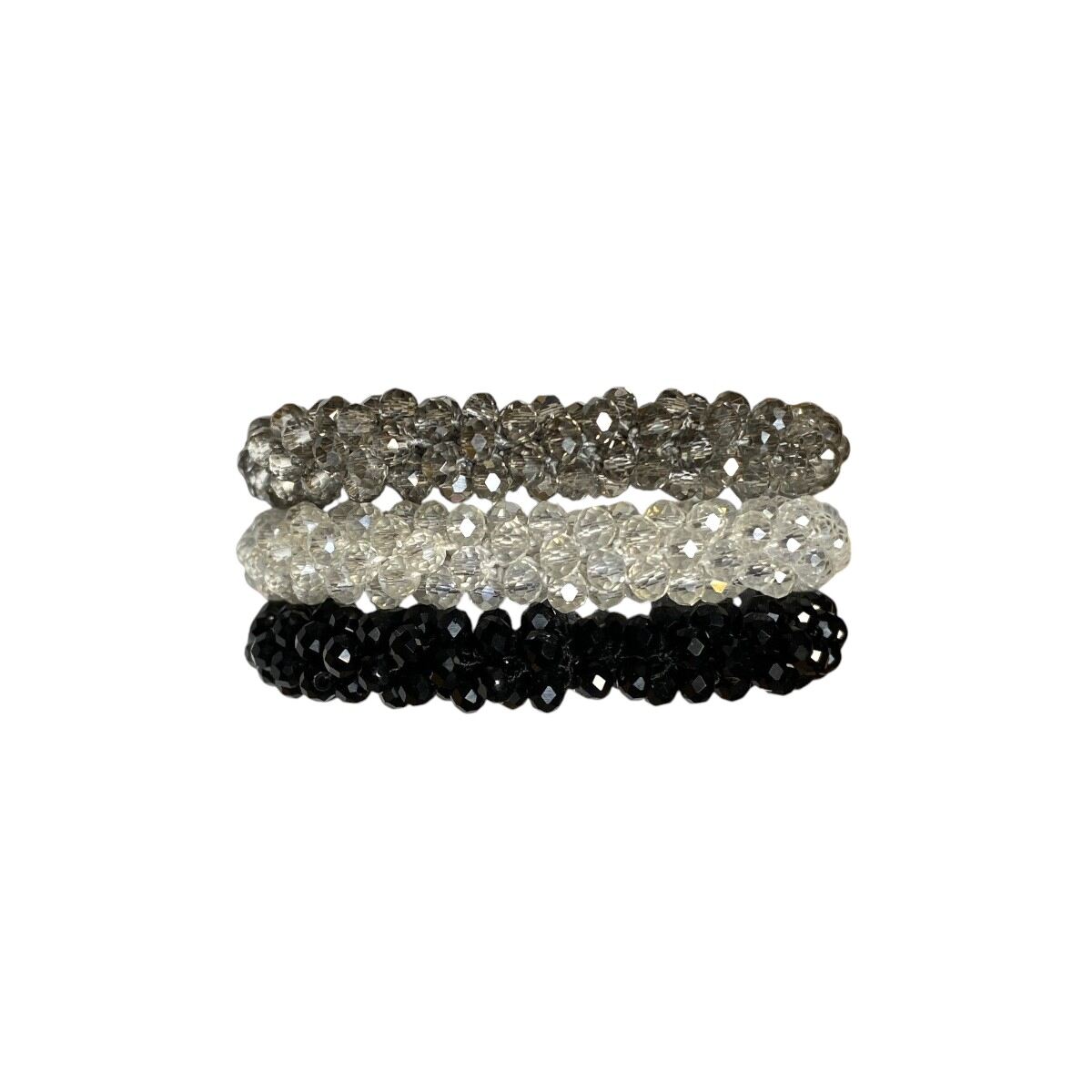 Grand élastique à cheveux avec strass blanc/noir/gris