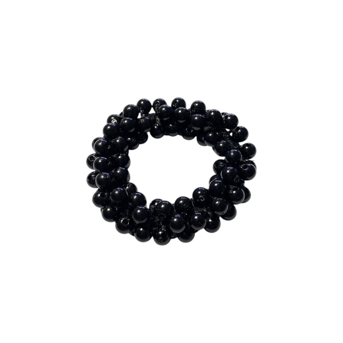 Élastique à cheveux avec perles noir/rose/blanc