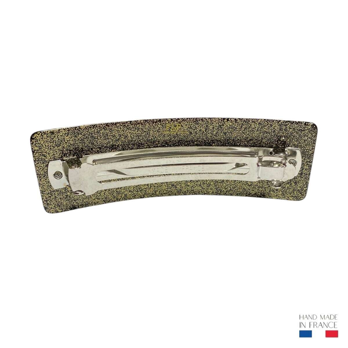 grande barrette à cheveux hortance glossy pailleté or 2