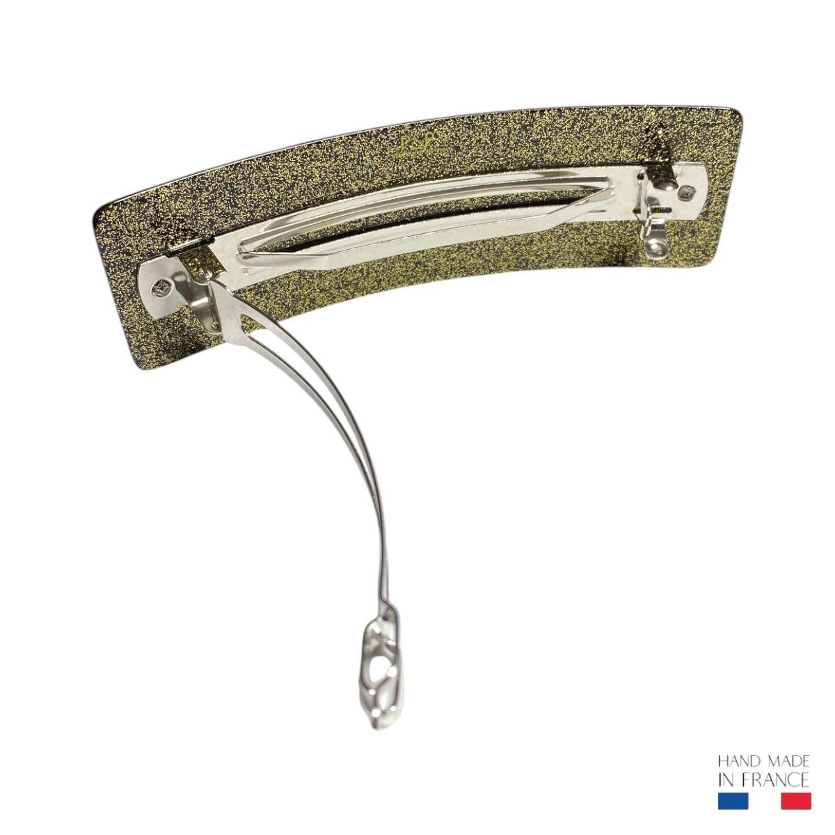 grande barrette à cheveux hortance glossy pailleté or 3