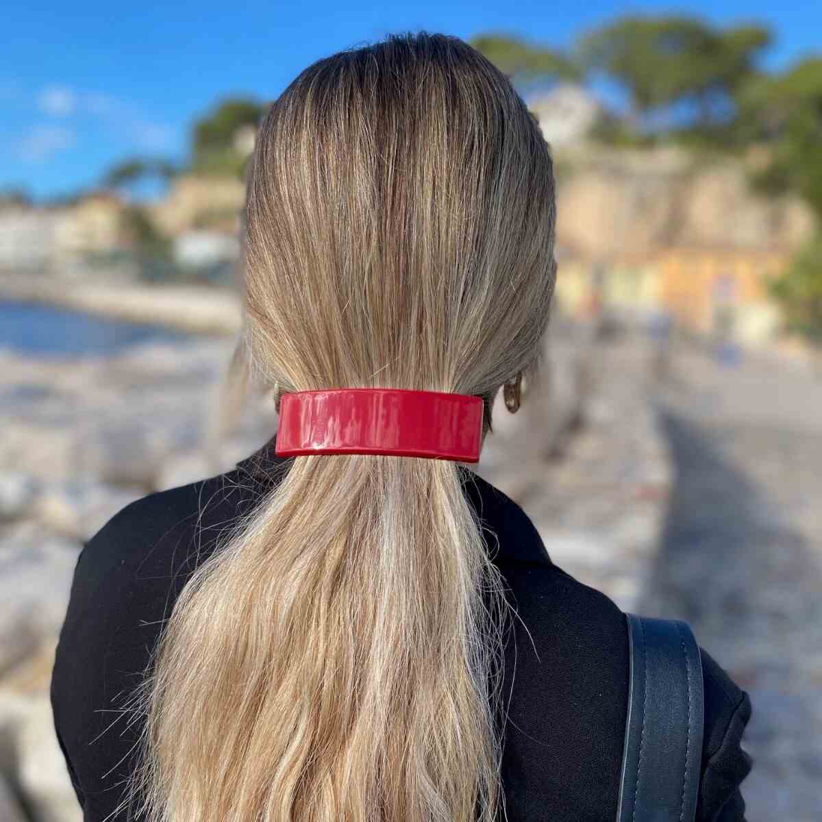 Grande barrette à cheveux rouge Hortance