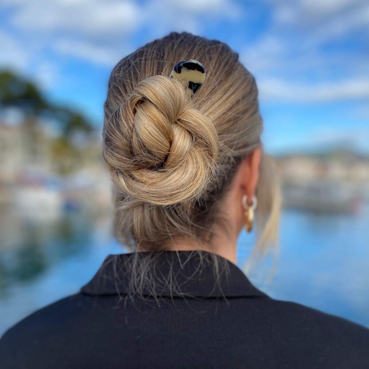 Pic à Cheveux Double En Bois Peint - Baguette Chignon Artisanale Multicolore, Femme