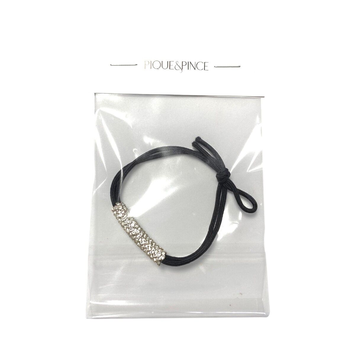 élastique à cheveux noir noué strass blanc 2