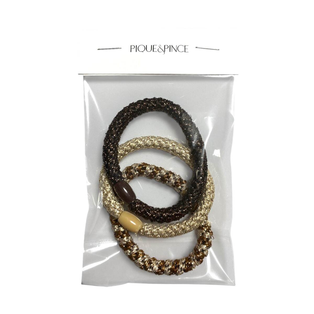 élastique à cheveux épais tressé sans métal collection marron_beige 2