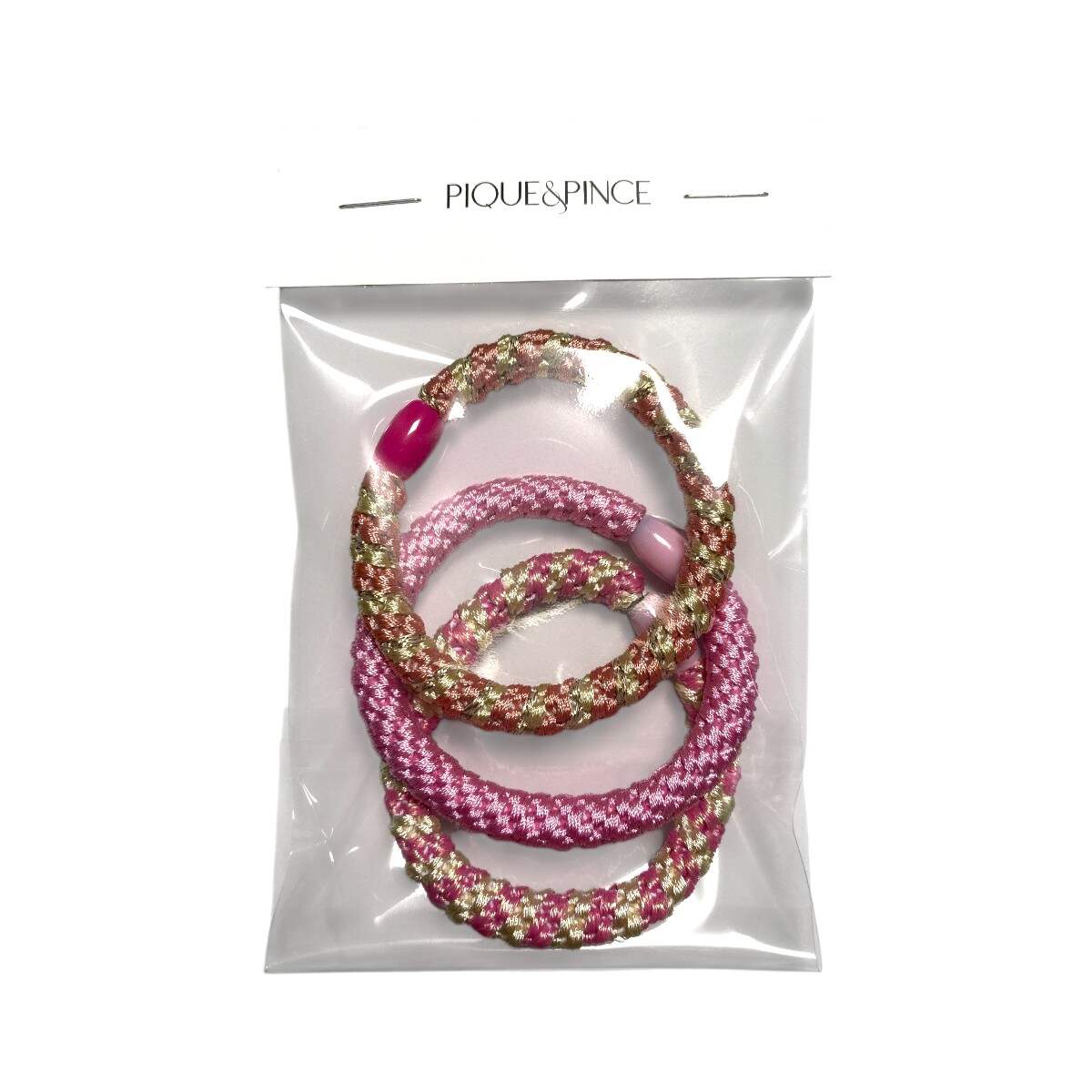 élastique à cheveux épais tressé sans métal collection rose 2