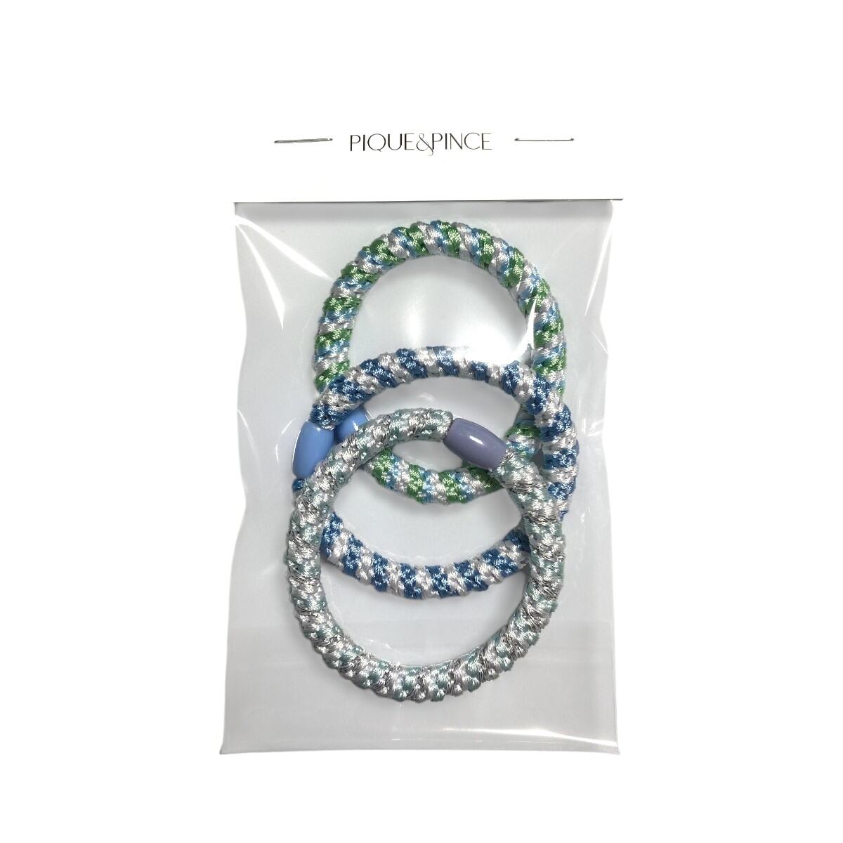 élastique à cheveux épais tressé sans métal collection bleu vert 2