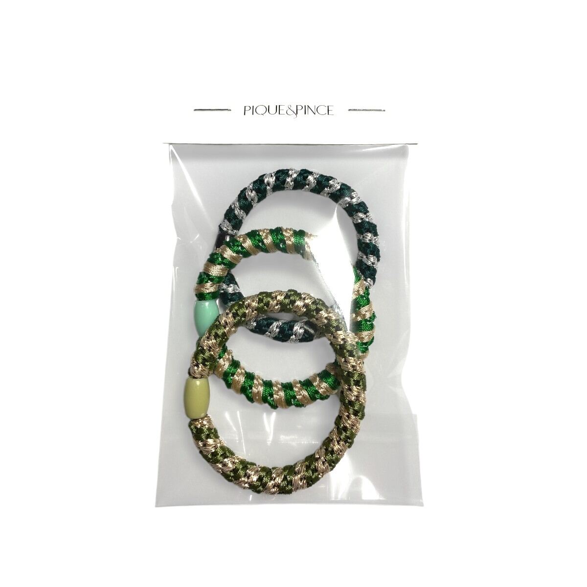 élastique à cheveux épais tressé sans métal collection vert foncé 2