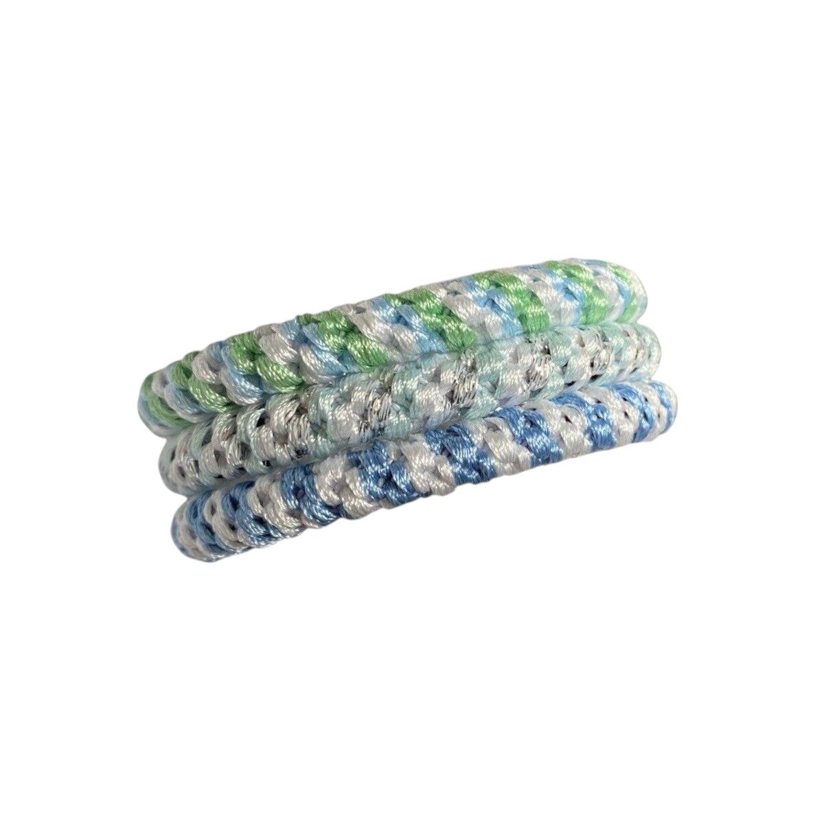 Élastiques à cheveux épais et tressés sans métal – Collection Bleu/Vert