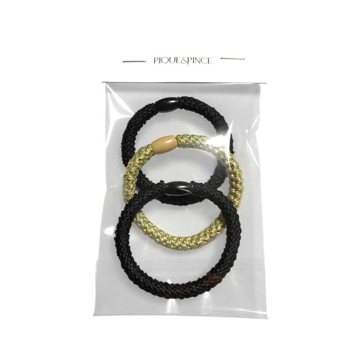 élastique à cheveux épais tressé sans métal collection noir or