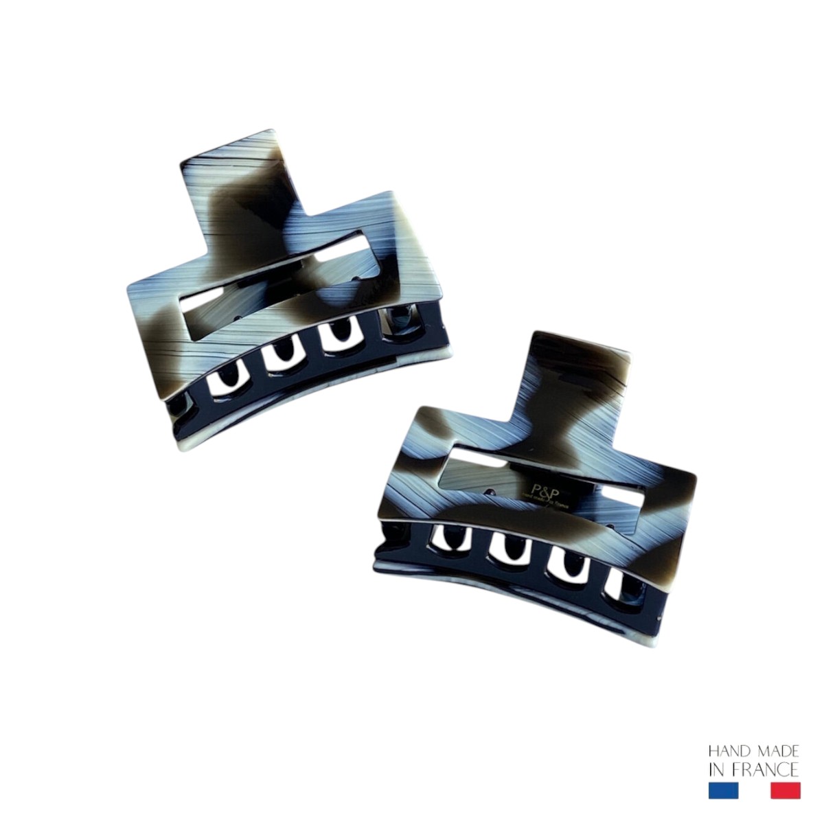 pince à cheveux rectangulaire corne noire 6 cm 4-Photoroom