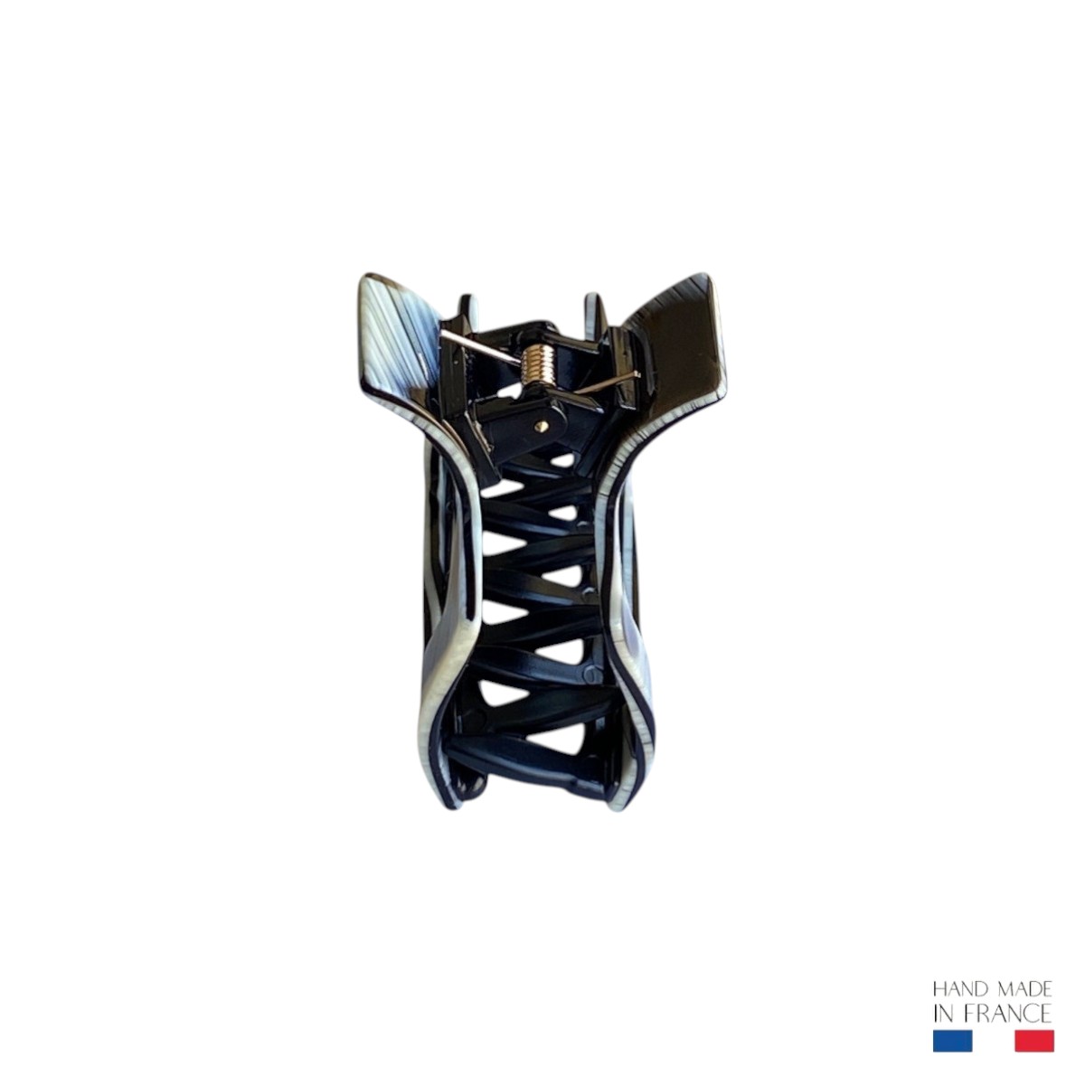pince à cheveux rectangulaire corne noire 6 cm 3-Photoroom