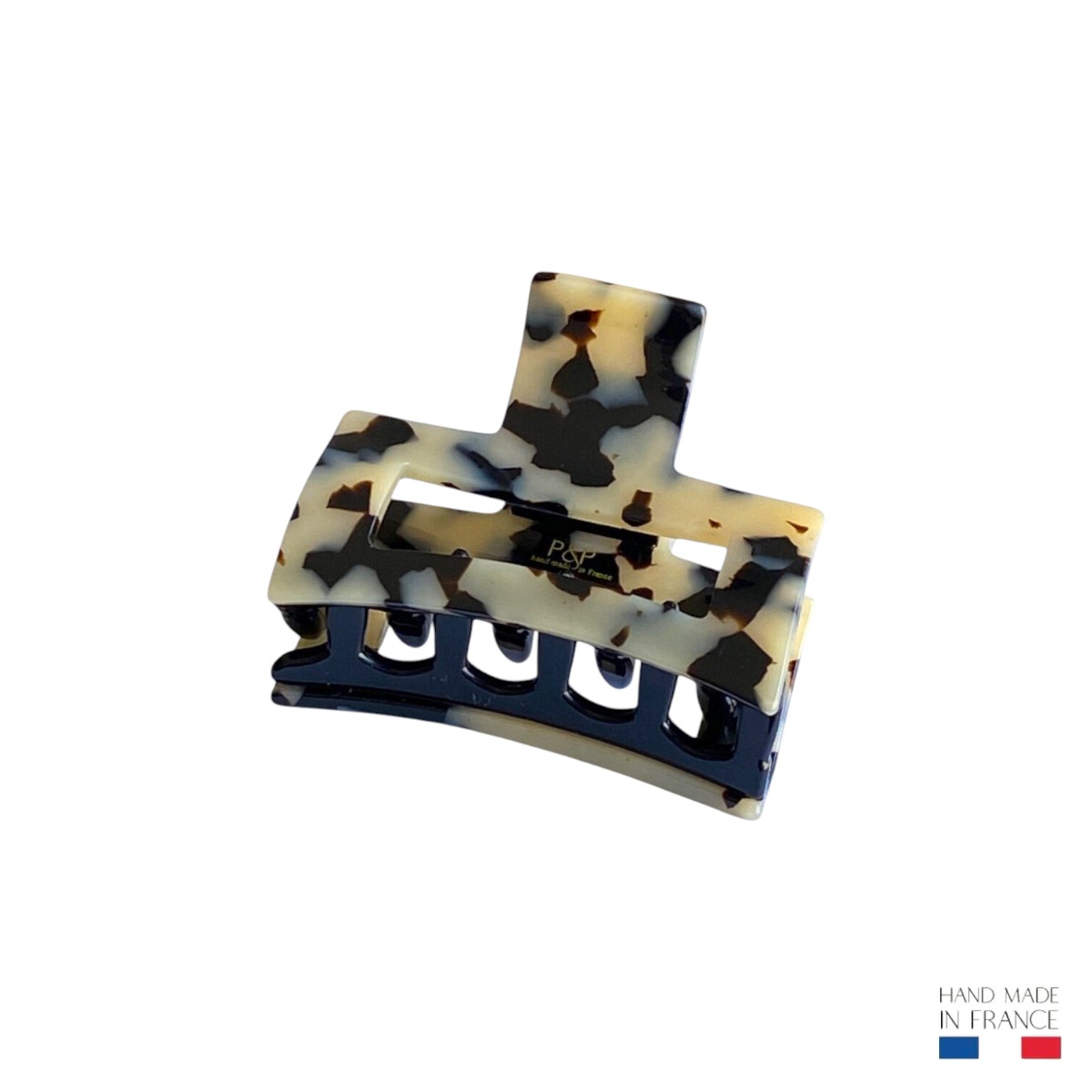 pince à cheveux rectangulaire écaille clair 6 cm 3-Photoroom