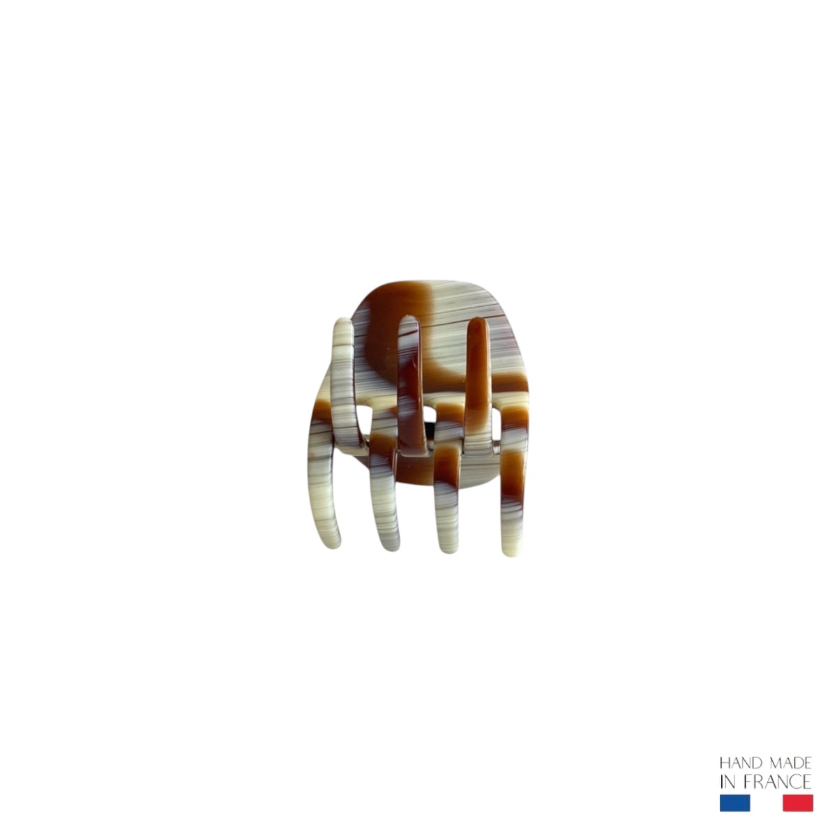 petite pince à cheveux arrondie corne marron 3,7 cm 2-Photoroom