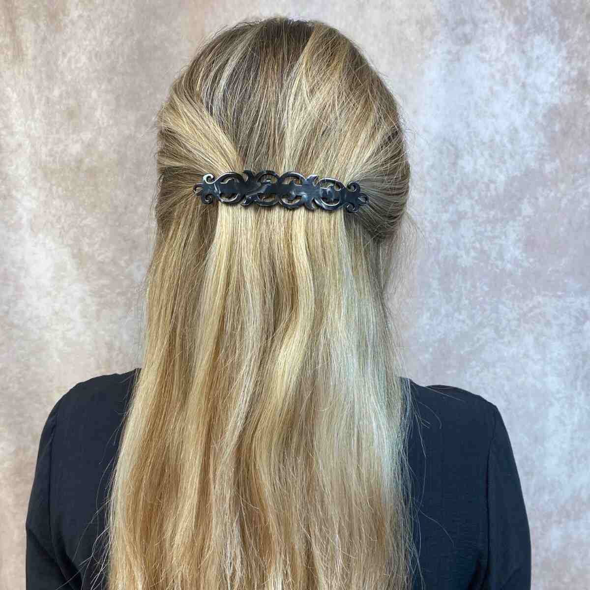 barrette à cheveux julie classique noir nacré 4